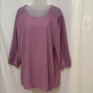C Est. 1946 Women's Mauve Top with Crochet Sleeves Size L